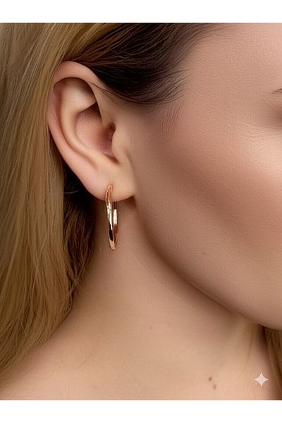 Miyoste Women's Gold Color Classic Thin Hoop Steel Earrings