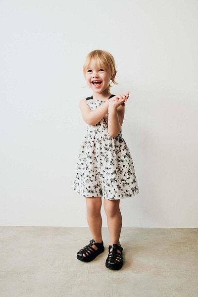 GAistKids Girl's Floral Linen Jumpsuit Dress