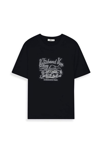 Ltb Slogan Printed Short Sleeve Black T-Shirt