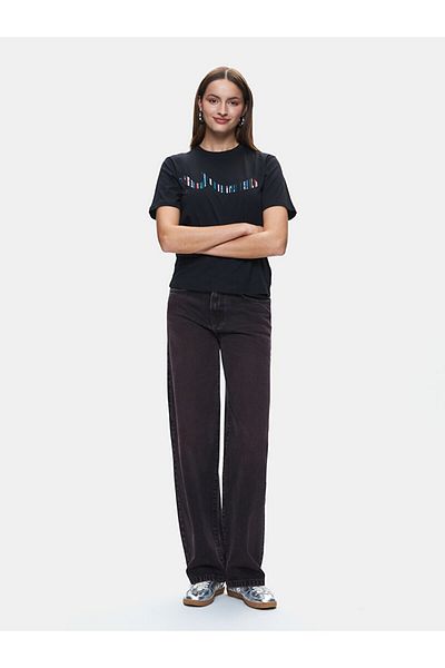 Ltb Printed Short Sleeve Sıgnlı Regular Black T-Shirt
