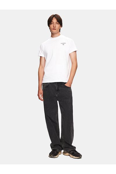 Ltb Short Sleeve Crew Neck Mini Slogan Regular White T-Shirt
