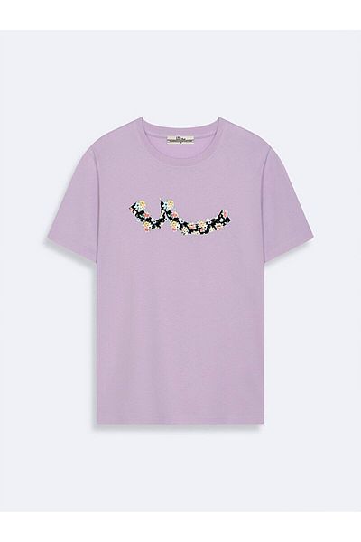 Ltb Tricou obișnuit liliac cu mânecă scurtă cu imprimeu Sıgn