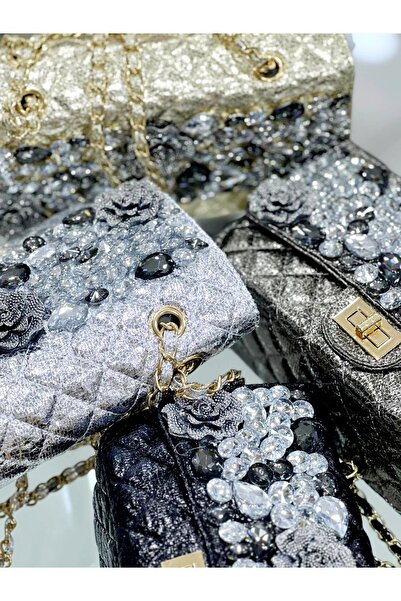 OUEEN ELİZABETH КРИСТАЛЬНИЙ КАМІНЬ І КВІТКОВІ ДЕТАЛІ, ЯСКРАВА «СЕРЕДНЬОГО РОЗМІРУ» ЖІНОЧА СУМКА НА ПЛЕЧЕ