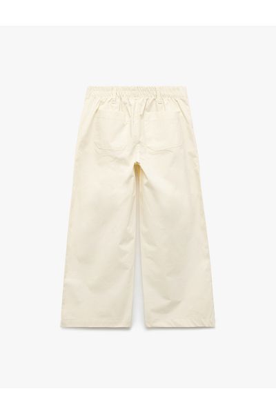 Koton Cotton Pleated Wide Leg Trousers with Pocket Detail