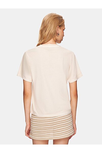 Ltb Sıfır Yaka Kısa Kollu Regular Bej T-shırt
