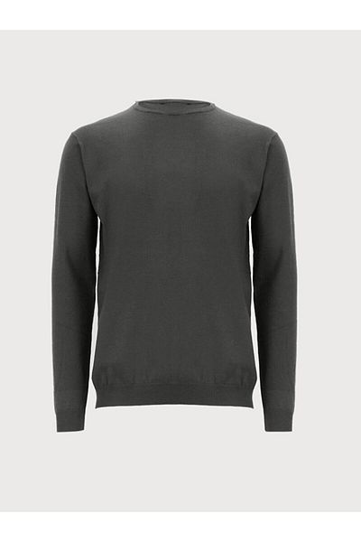 Ltb Basic Crew Neck Long Sleeve Knitwear Gray Sweater
