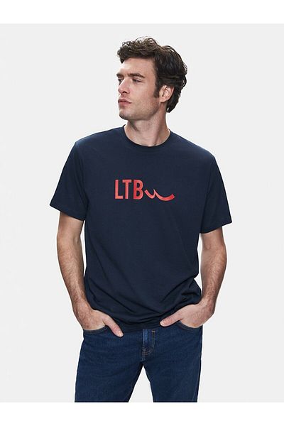 Ltb Μπλουζάκι με κοντό μανίκι με λαιμόκοψη κανονικό Navy Blue