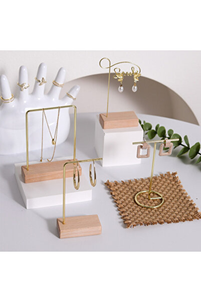 Choice حامل عرض مجوهرات مكون من 4 قطع مع قاعدة خشبية لتخزين الأساور والأقراط ...