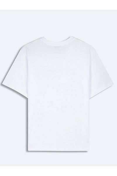 Ltb Tricou alb cu mânecă scurtă cu imprimeu slogan