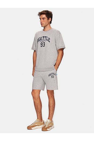 Ltb Slogan Printed Loose Knitted Shorts Gray Shorts