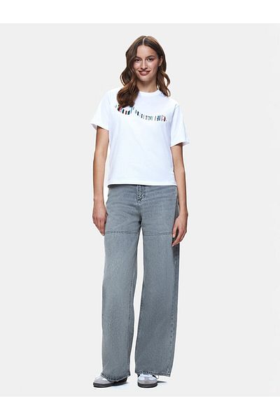 Ltb Tricou alb cu mânecă scurtă imprimat Sıgnli Regular