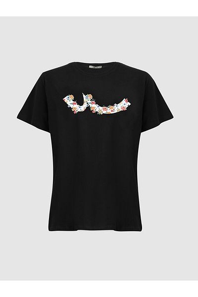Ltb Tricou negru obișnuit cu mânecă scurtă cu imprimeu Sıgn