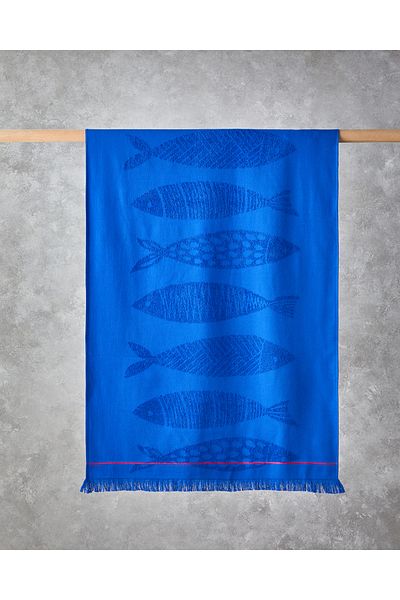 English Home Prosop de plajă din bumbac pește acvatic 70x140 cm Albastru Indigo