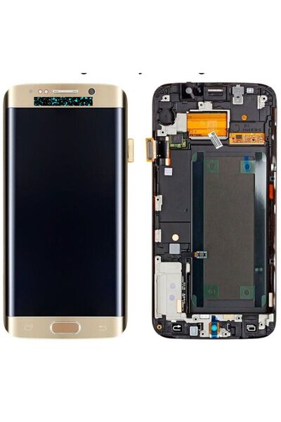 TURKTABLET سامسونج جالاكسي S6 إيدج SM-G925 شاشة إل سي دي تعمل باللمس شريحة ذهبية