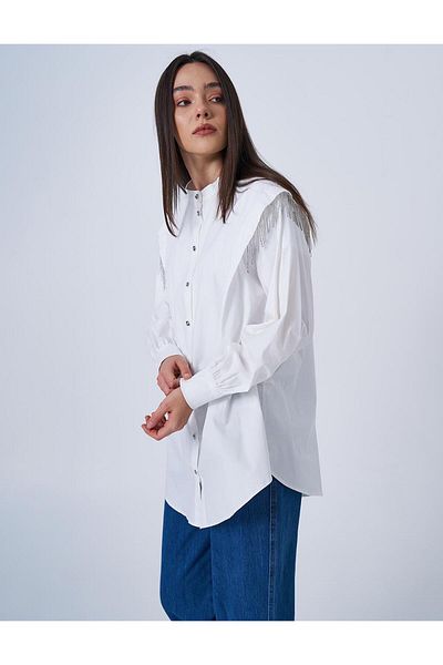 Kayra Poplin Tunic - Stripe Stone Ecru