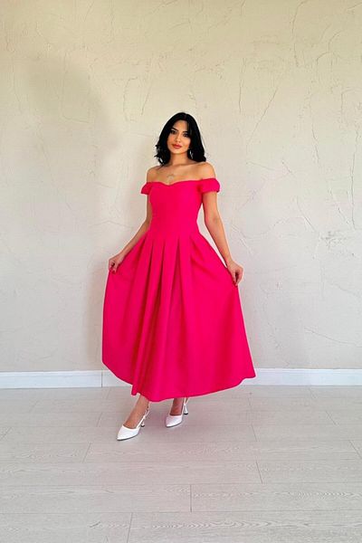 Kokosh moda Φούξια ζακάρ φόρεμα