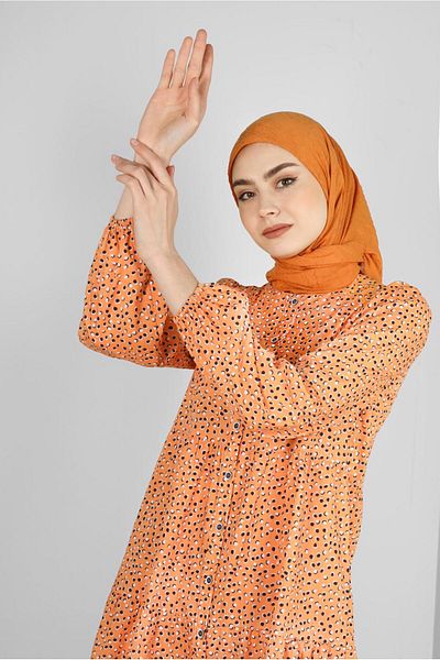 Alvina 43763 Model Patterned Flounced Shirt Tunic