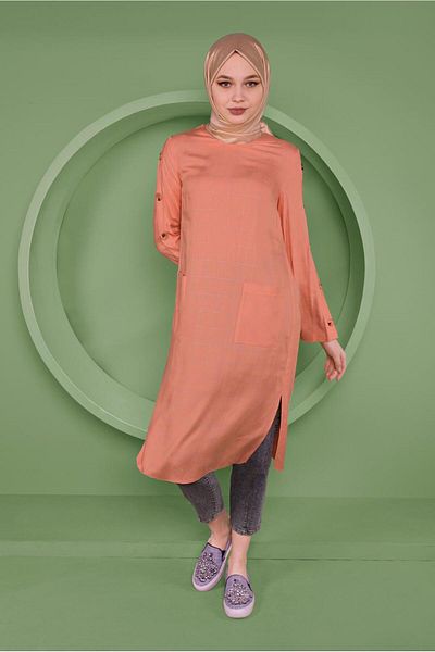 Alvina Sleeve Strap Button Detailed Strap Tunic 41442