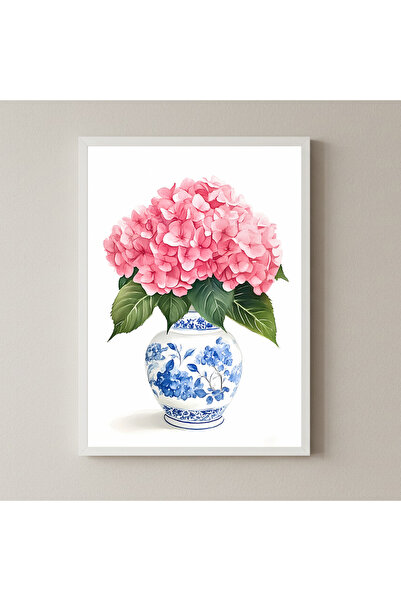 Peppy Rooms Beyaz çerçeveli tablo,blue blanch,ortanca,çiçek PEPPY-126