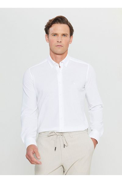 ALTINYILDIZ CLASSICS Altınyıldız Classics Slim Fit γιακάς με κουμπιά Λευκό ανδρικό πουκάμισο ACE 020252157 _ΒΙΖ