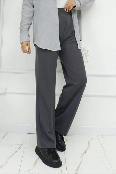 TRENDTESETTÜR Women's Gray (Smoked) Cotton Palazzo Pants t 4403