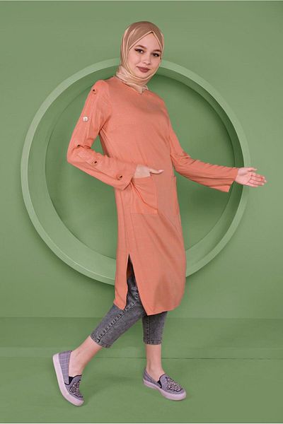 Alvina Sleeve Strap Button Detailed Strap Tunic 41442