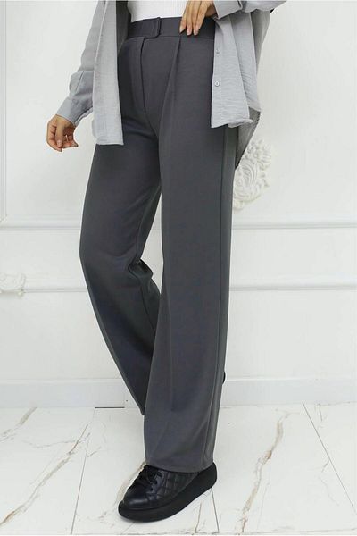 TRENDTESETTÜR Women's Gray (Smoked) Cotton Palazzo Pants t 4403