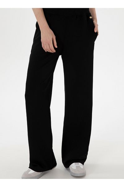U.S. Polo Assn. Black Women's Trousers - U.S. Polo Assn. High Waist Loose Fit Sarkere