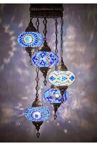 DEZ Design Mozaik Lamba 5'li Avize Otantik Bohem Sarkıt