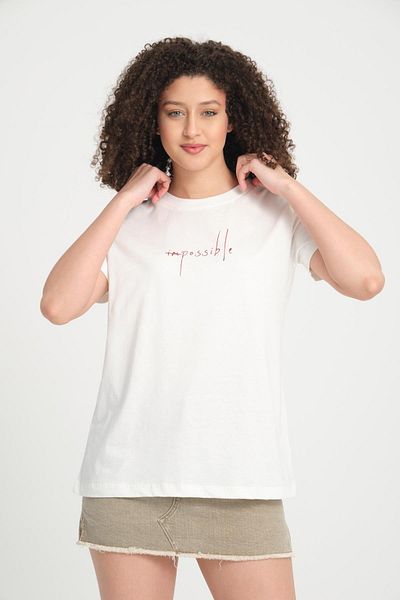 Store 100% Cotton Relaxed Fit Crew Neck T-Shirt - Minimalist Text Design