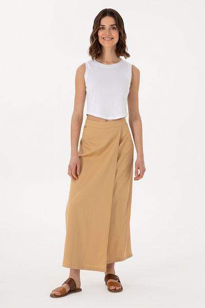 U.S. Polo Assn. Women's Camel Maxi Size Woven Skirt 50300666-Vr015