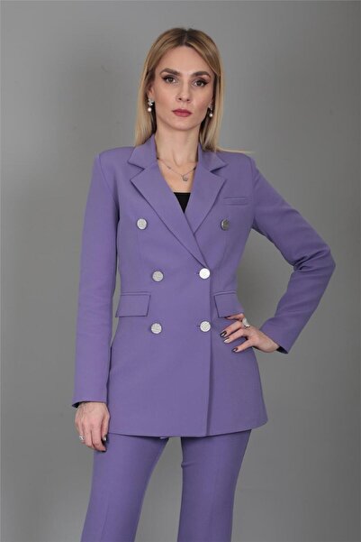 ÖNDER ÖZSOY Erkek Yaka Kuruvaze Blazer Ceket-Lila
