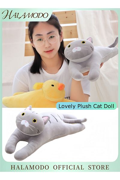 HALAMODO Plush Hugging Pillow Lovely Plush Cat Doll Soft Kitten Cat Stuffed Animals Toy Sleeping Pillow Toy