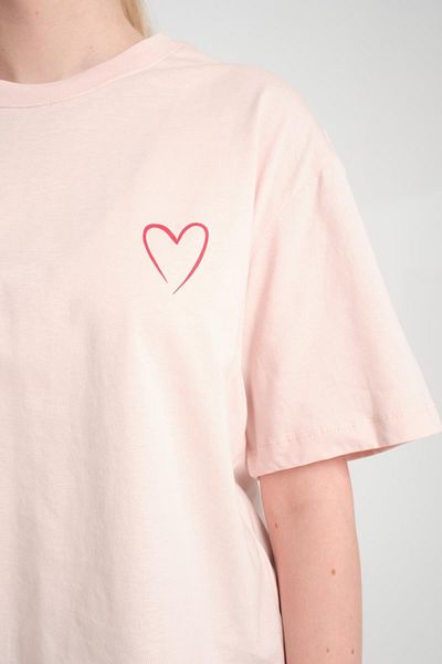 Store 100% Cotton Crew Neck Short Sleeve T-Shirt - Stylish Heart Detail
