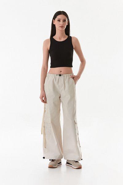 Fulla Moda Παντελόνι Gabardine με πώματα στη μέση και στα πόδια και τσέπες Cargo