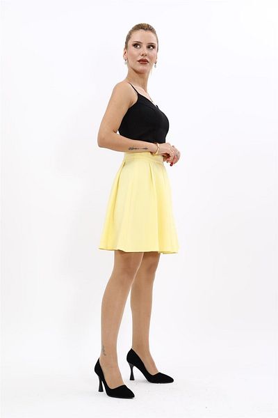 ÖNDER ÖZSOY Short Flared Skirt-Yellow