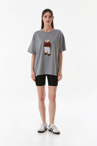 Fulla Moda Μπλουζάκι Oversize Κεντημένο αρκουδάκι