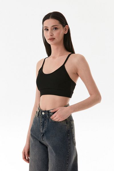 Fulla Moda Ribbed Covered Cross Strap Bustier