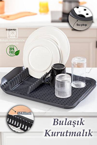 Porsima 1213 Çok Amaçlı Bulaşık Tepsisi Bulaşıklık Tezgah Üstü Kurutmalık Dur...