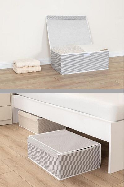 Flora Base Box Storage Box, under Bed Sofa Organizer Waterproof Cardboard Supported (50X40X19Cm) 1 Piece Gray