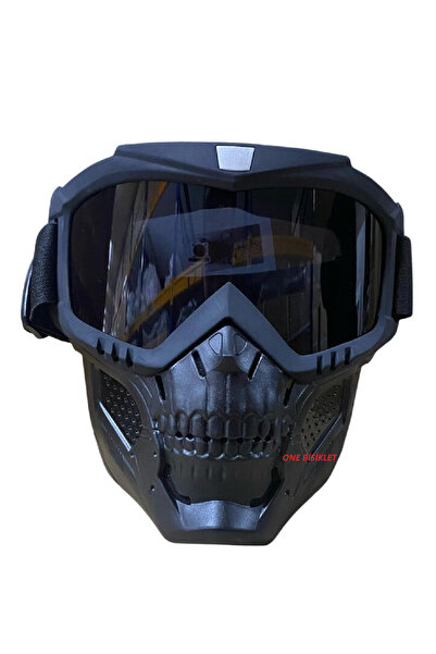 MYG Jet Maske Kask Maskesi Kuru Kafa Yüz Maskesi Siyah