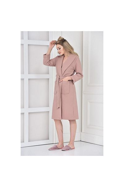 Ecocotton Γυναικείο μπουρνούζι Waffle Pique - 100% βαμβάκι, Afra Powder, Small Size