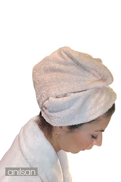 Anılsan White 100% Cotton Towel - Bonnet - Hair Drying Bonnet - Head Towel - Shower and Bath