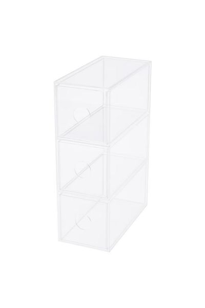 IKEA MOJAN Make-up Storage with 3 Drawers, Acrylic Plastic, 8.5x17x25 cm
