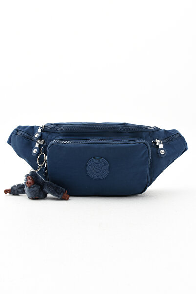 Morpelikan Unisex Water Resistant Crinkle Fabric Navy Adjustable Waist and Shoulder Bag