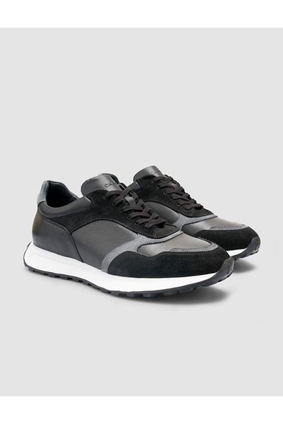 Cabani 100% Genuine Leather Black Lace-Up Men's Sports Shoes