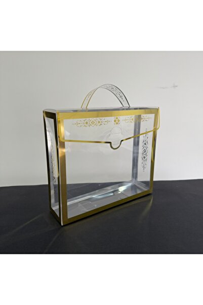 Güven Asetat Kutu Market 22.5x19.5x6 Gold Yaldızlı Asetat Çanta (10 Adet)