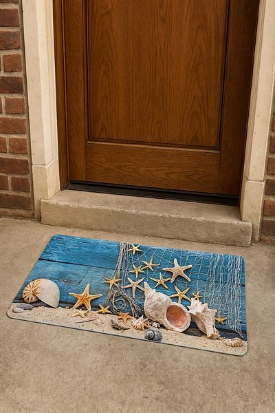 esnature Blue Mat with Starfish - Hooded, 45x70 Cm