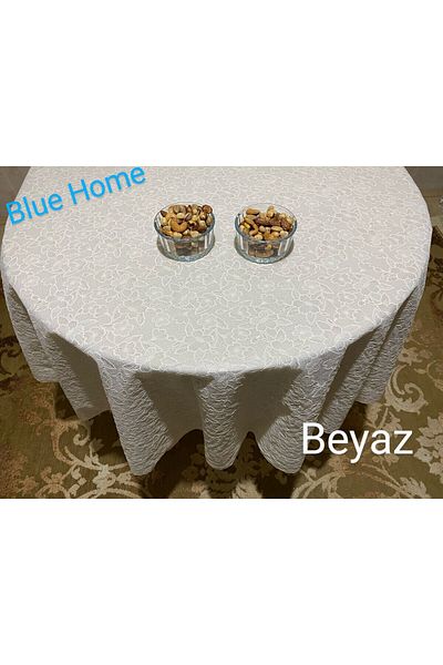 Blue Home Round Lace Look Pvc Oilcloth Kitchen Table Cloth Liquid Proof Wipeable / Size: 150 cm