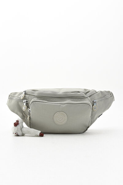 Morpelikan Unisex Water Resistant Crinkle Fabric Light Gray Adjustable Waist and Shoulder Bag